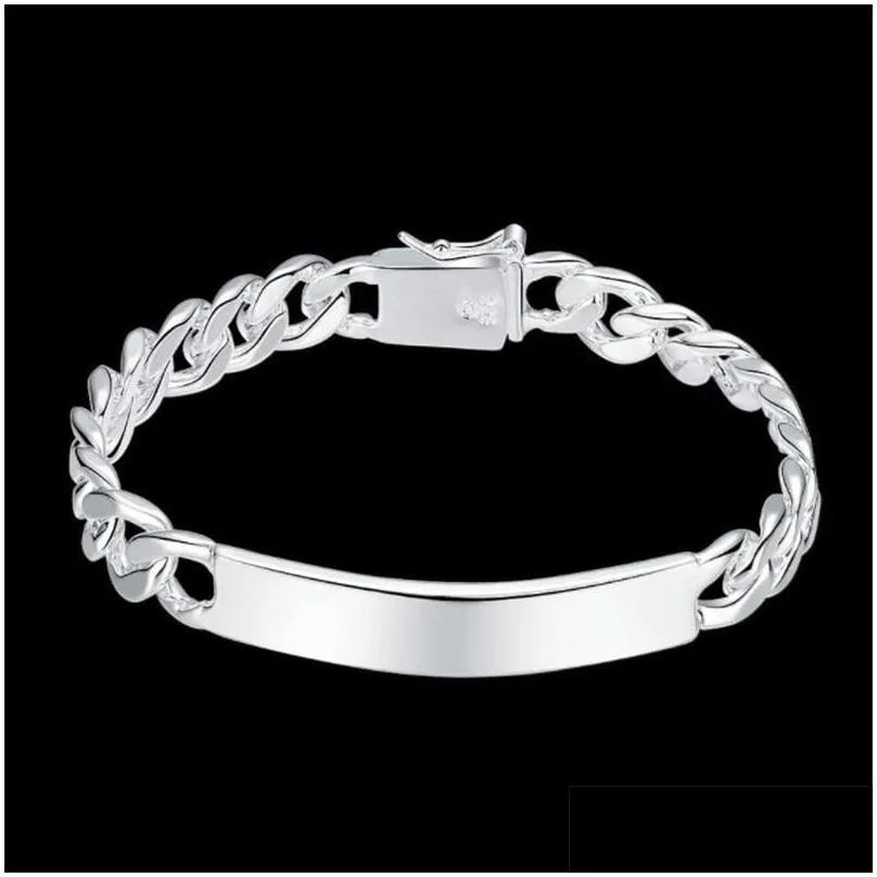 plated silver 8mm charm bracelet for mens women chain jewelry fashion geometric bracelets factory price 116 d3