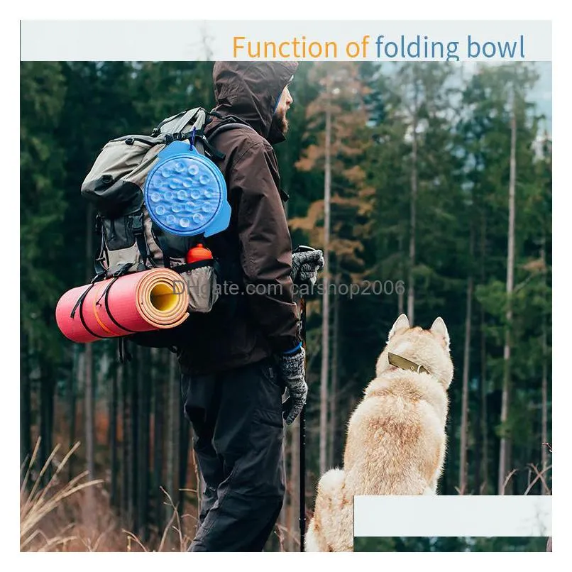 bowls portable personalized foldable water bowl cat dog silicone pet bowl inventory wholesale