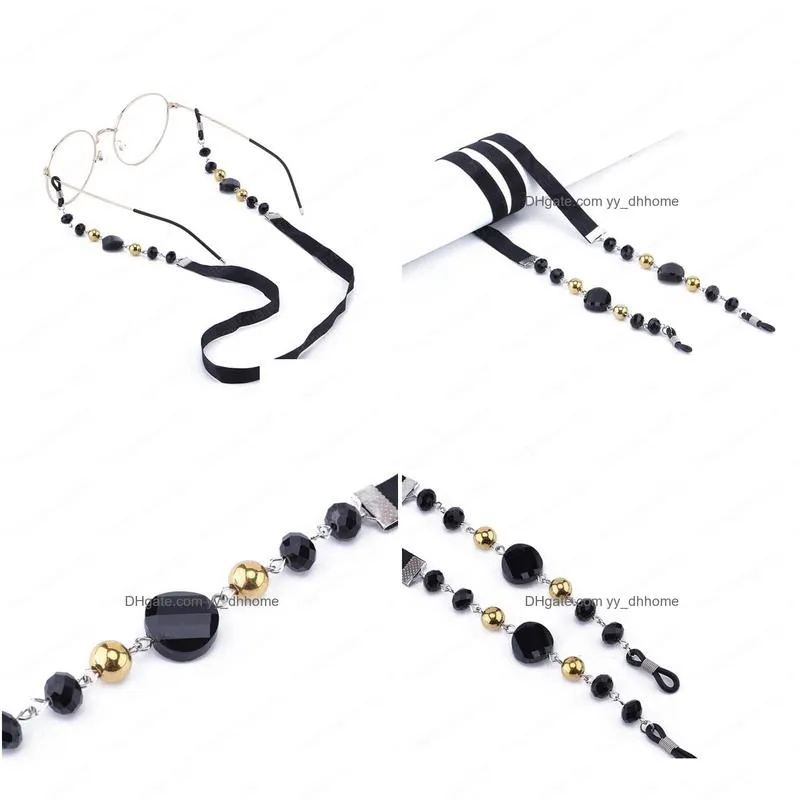 fashion women sunglass chain black acrylic beads eyeglass chains antislip eyewear cord holder neck strap glasses rope