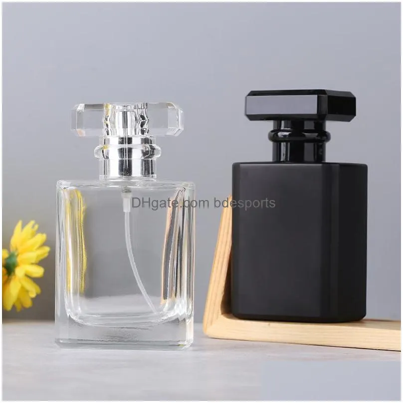 30ml glass perfume spray bottles portable atomizer empty refillable clear black travel cosmetic container parfum empty bottles 2137 v2