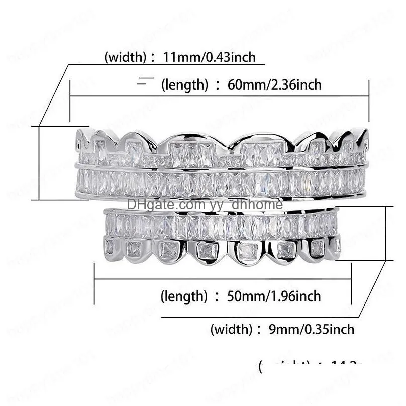  teeth grillz top bottom silver color grills dental mouth hip hop fashion jewelry rapper jewelry