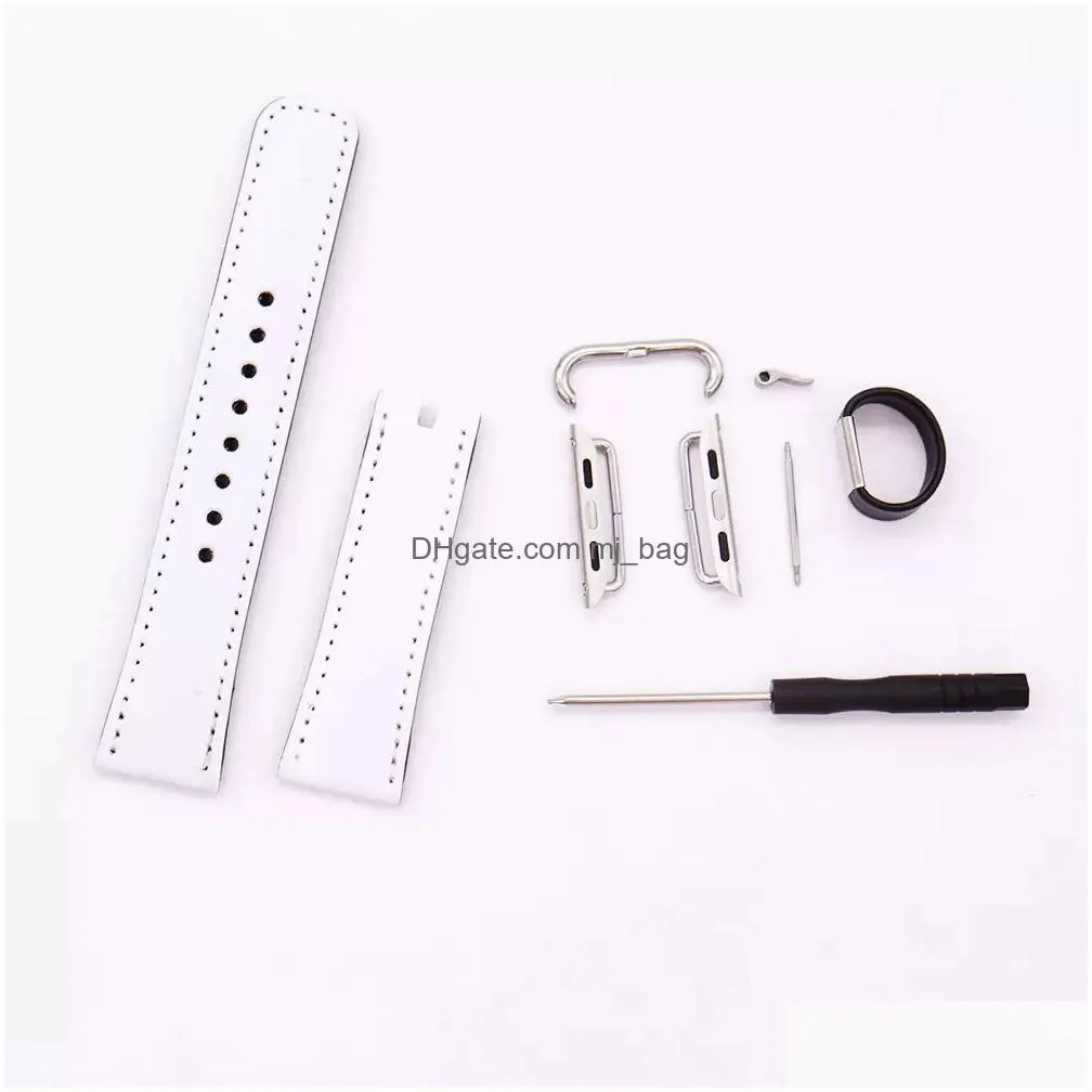 party favor heat transfer sublimation pu leather strap for  iwatch 1/2/3/4/5 strap replacement blank with connector