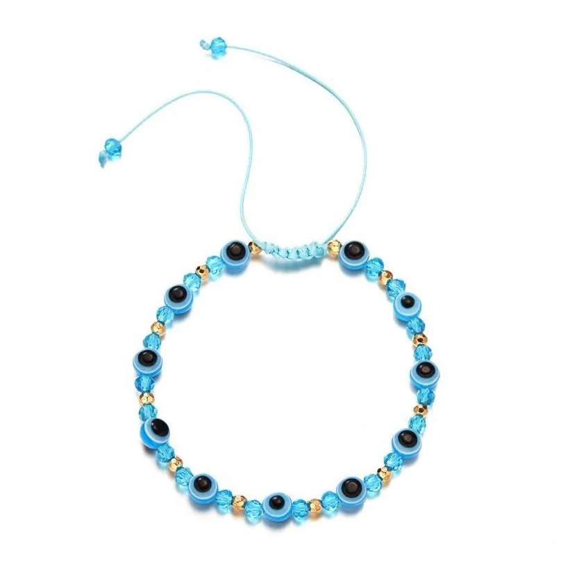 turkish blue eye beaded bracelet colorful crystal resin bead rope chain eyes lucky couple bracelets for women charm jewelry 230 d3