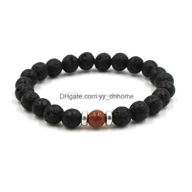 10 colors natural black lava stone beads elastic bracelet essential oil diffuser bracelet volcanic rock beaded hand strings