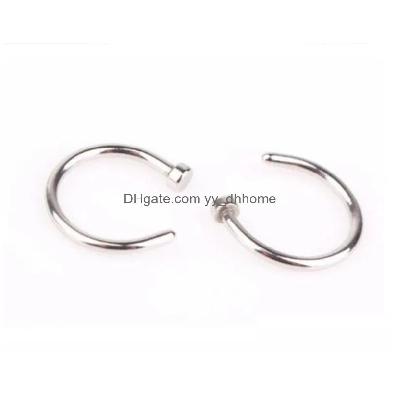nose rings body art piercing jewelry fashion jewelry stainless steel nose open hoop earring studs fake nose ring