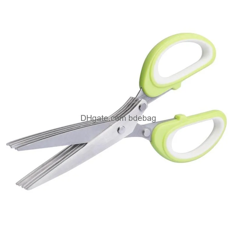 stainless steel 5 layers scissor kitchen accessories multi function scallion shredded scissors shears clippers