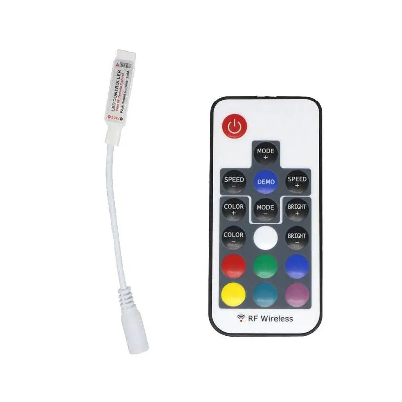 mini rf wireless remote rgb strip led remote controller dc 524v 17 keys 22 modes real 12a with remote controller for rgb led strip