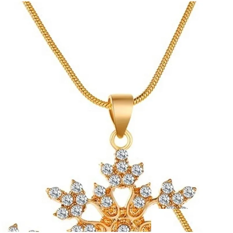 snowflake necklace earrings christmas luxury jewelry set accessories christmas valentines party gifts 5626 q2