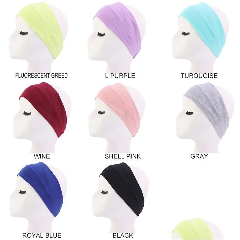  cotton headband for women yoga gym sports sweatband men breathable elastic hair band cycling band headwear unisex turban solid