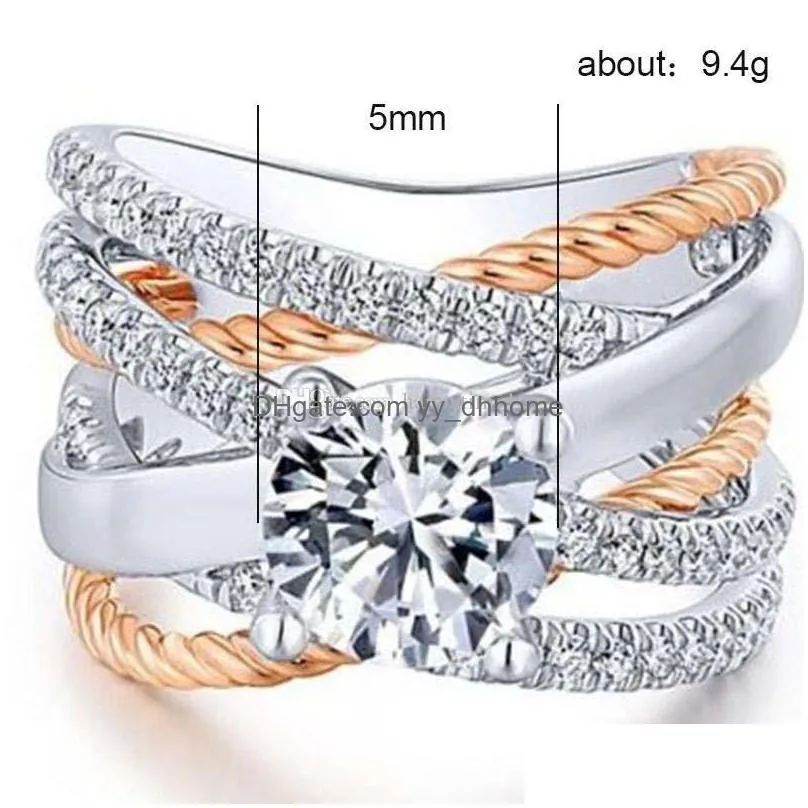 contrast color diamond ring cross ring crystal engagement rings for women wedding ring designer jewelry 0