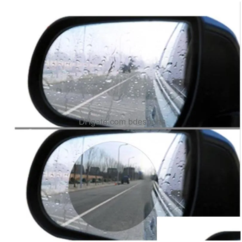 2pcs/set rainproof car accessories car mirror window clear film membrane anti fog antiglare waterproof sticker driving safety r 44 k2