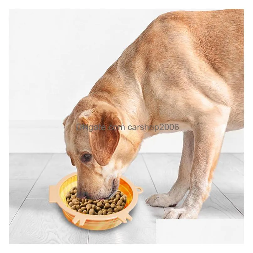 bowls portable personalized foldable water bowl cat dog silicone pet bowl inventory wholesale