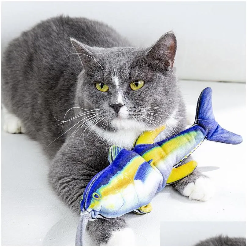 floppy fish cat kick chew toy interactive catnip realistic manual airbag wiggle tail kitten pillow with bell 879 b3