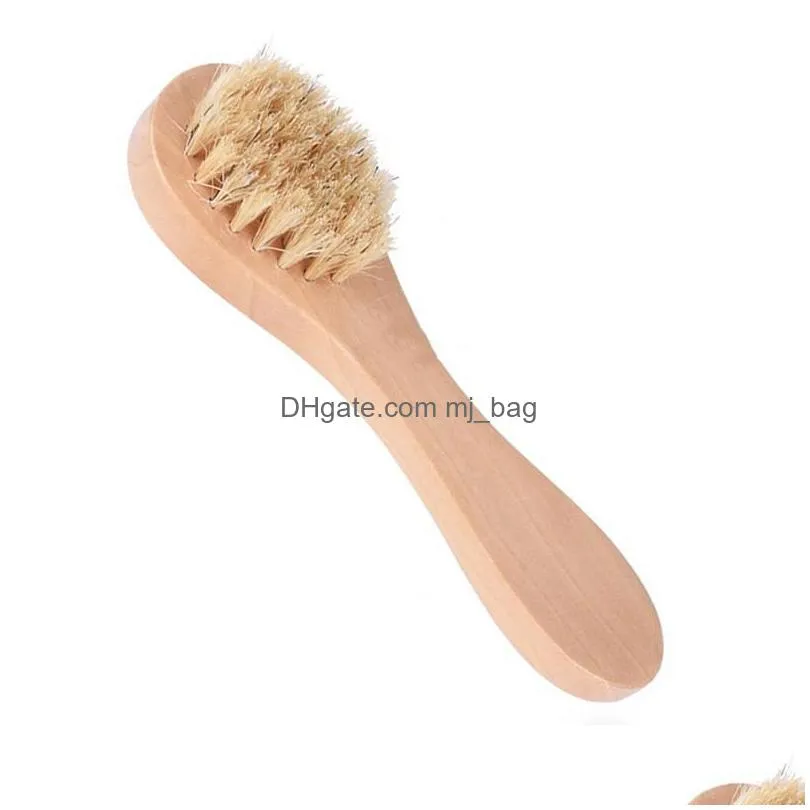 cleansing brush for facial exfoliation natural bristle cleaning brush fores dry brushing wooden handle fors scrubbing inventory