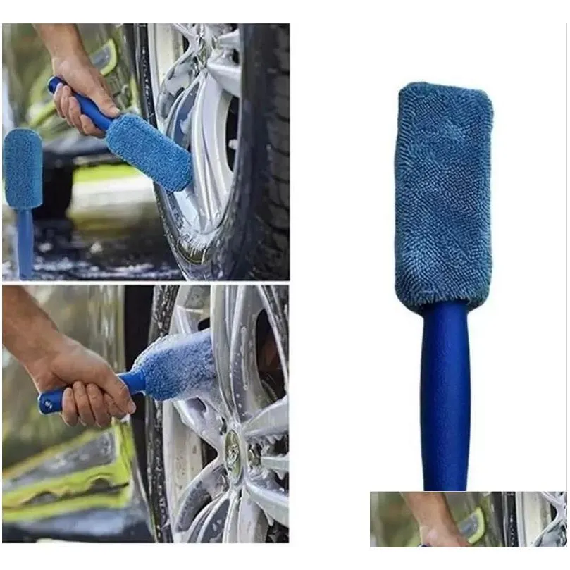 1pc car wash detailing car cleaning brush microfiber wheel rim brush for car trunk motorcycle auto detailing brush inventory