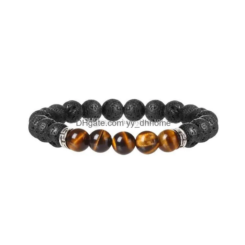 power beads seven chakra bracelet black lava stone yoga bead bracelets for men women jewelry rope chain strand bracelet