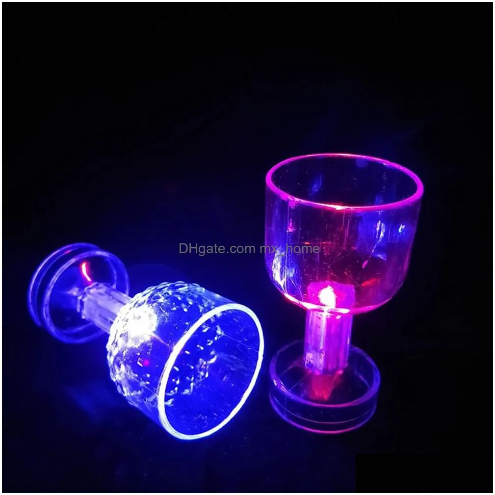 wine glasses led flash color change water activated light up champagne beer whiskey 50ml drinkings glass sleek design drinking glass cocktail party