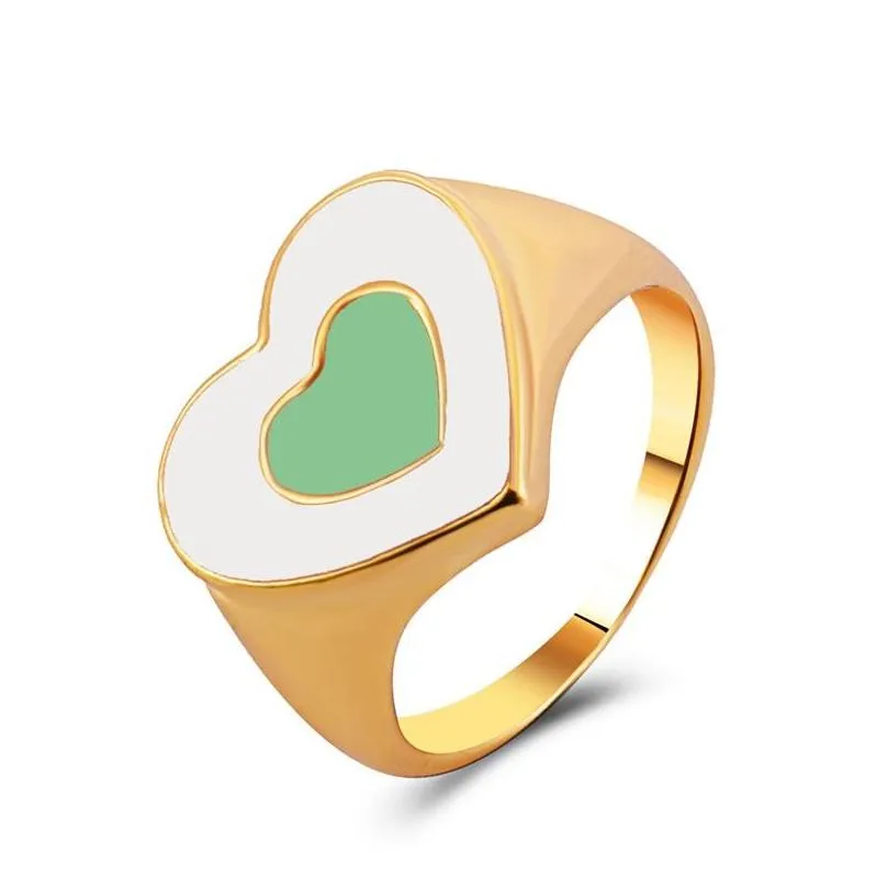 ring instagram vintage style double layer cute colourful love heart rings for women girls jewelry accessories gift c3