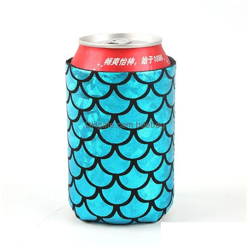 neoprene mermaid cooler cover drinkware scale holder sleeve cola sprite drinks cup sleeves fashion with various styles 6aw j1