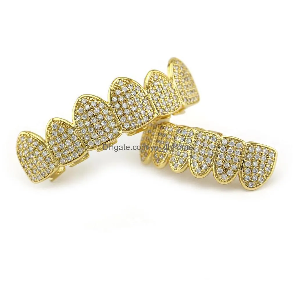 hip hop grillz full diamonds dental grills real gold plated fashion cool rappers body jewelry