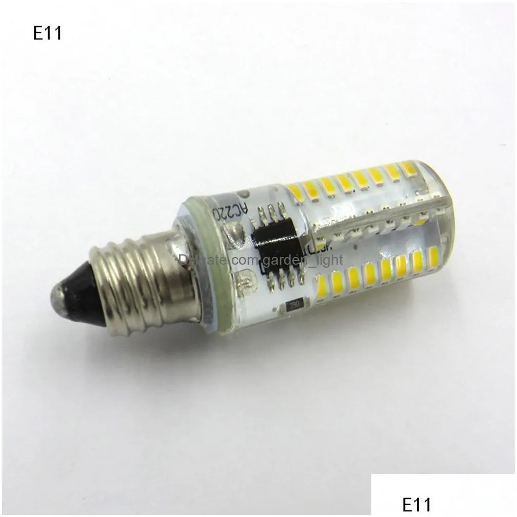 dimming led mini bulb crystal clear silicone corn light 3014 smd 64 led ac220v / ac110v for chandelier crystal light e14 g9 g4