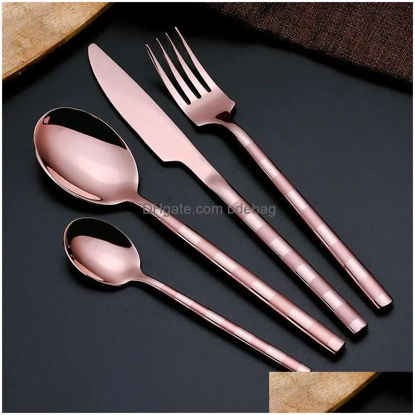 four piece tableware kit frosted handle stainless steel knife fork spoon dinner service western food dinnerware sets sell well 19 9wd