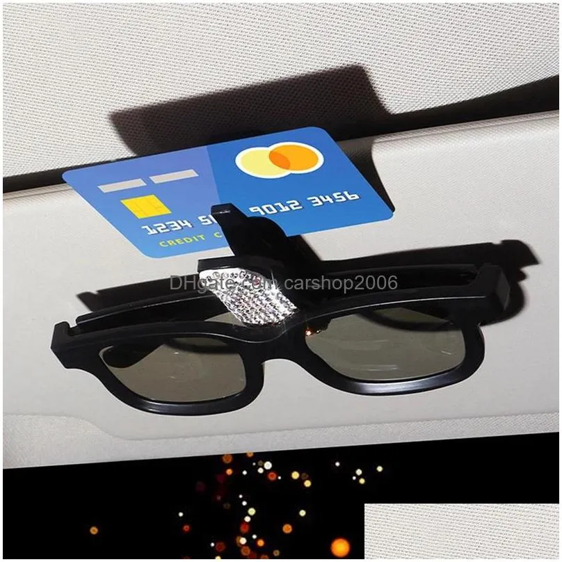 hooks diamond plastic car sunglasses visor sunglassess holder clip ticket  card holder bling rhinestone cars glasseses clips inventory