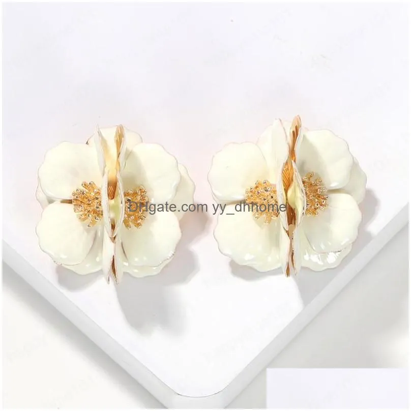 fashion white color flower stud earring for women floral earrings bohemian statement jewelry accessories gifts