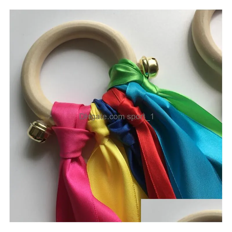 7 colors rainbow hand kites wood ring ribbon streamer runner accessories toys dancing rings sensory ribbons wind wand for birthday party favors christmas