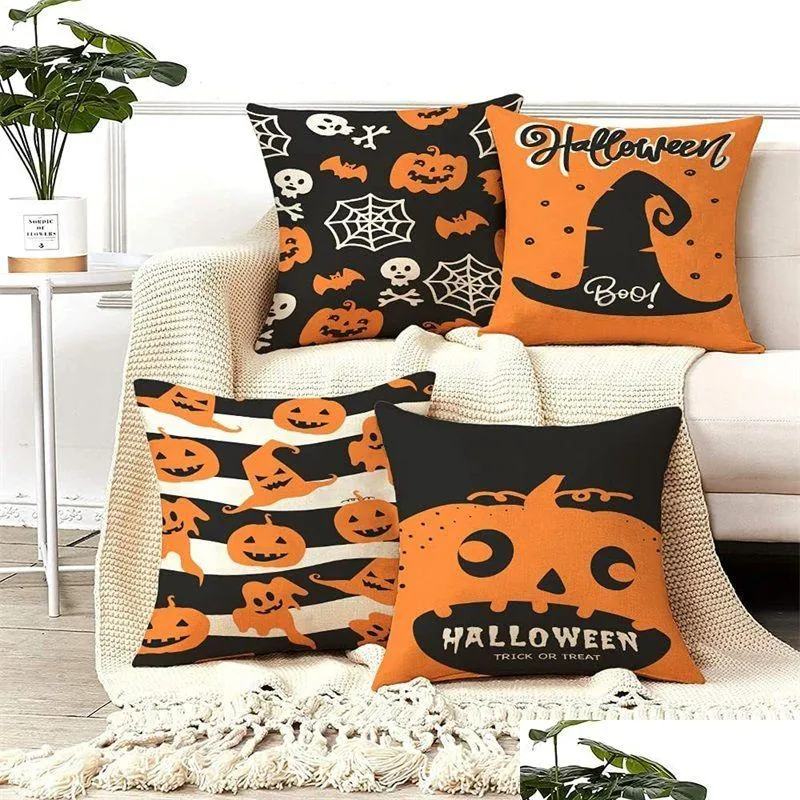 party supplies halloween decorations for home pillowcase house decor pumpkin skeleton letter pattern halloween festival gifts 4 8lla