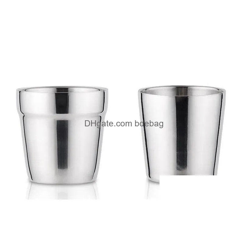 304 stainless steel double deck coffee mug children anti scald vacuum cup simple and practical tumblers practical small light 6 66bb