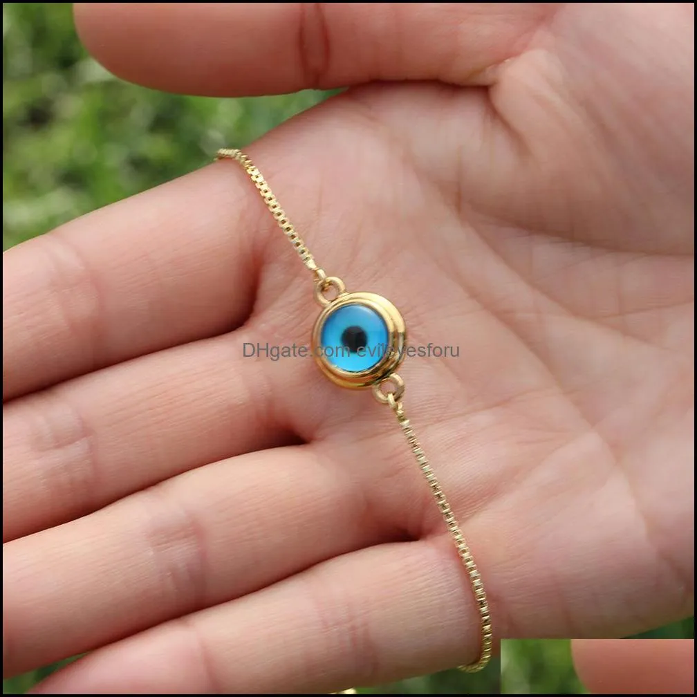 simple and exquisite female mens 18k gold evil eye size adjustable jewelry bracelet islamic muslim party activities wearing holiday