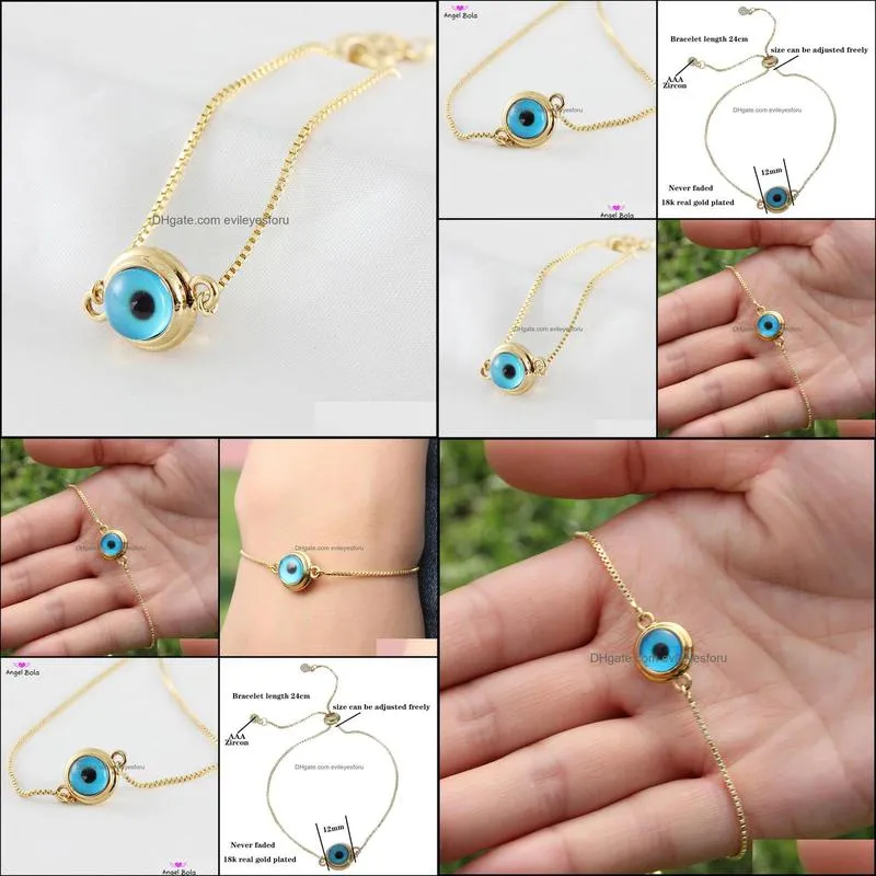 simple and exquisite female mens 18k gold evil eye size adjustable jewelry bracelet islamic muslim party activities wearing holiday