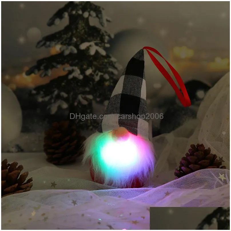 2023 christmas decorations colorful led knitted doll with whisker party gnomes pendant holiday plaid snowflower santa gifts home yard
