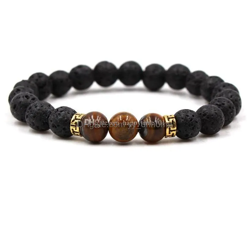 vintage gold lots imperial chakras black lava stone beads diy aromatherapy essential oil diffuser bracelet stretch yoga jewelry