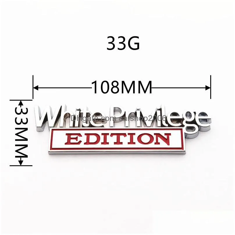 party decoration 1pc white privilege car sticker for auto truck 3d badge emblem decal auto accessoriess 15x4cms