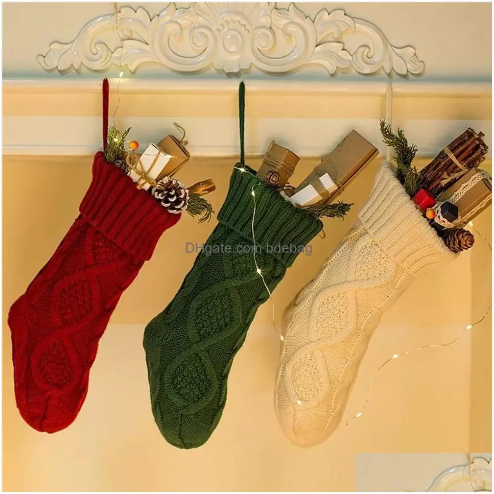 knitted christmas socks decorative gift bag fireplace christmases elk sockss christmass cute gift bags inventory wholesale