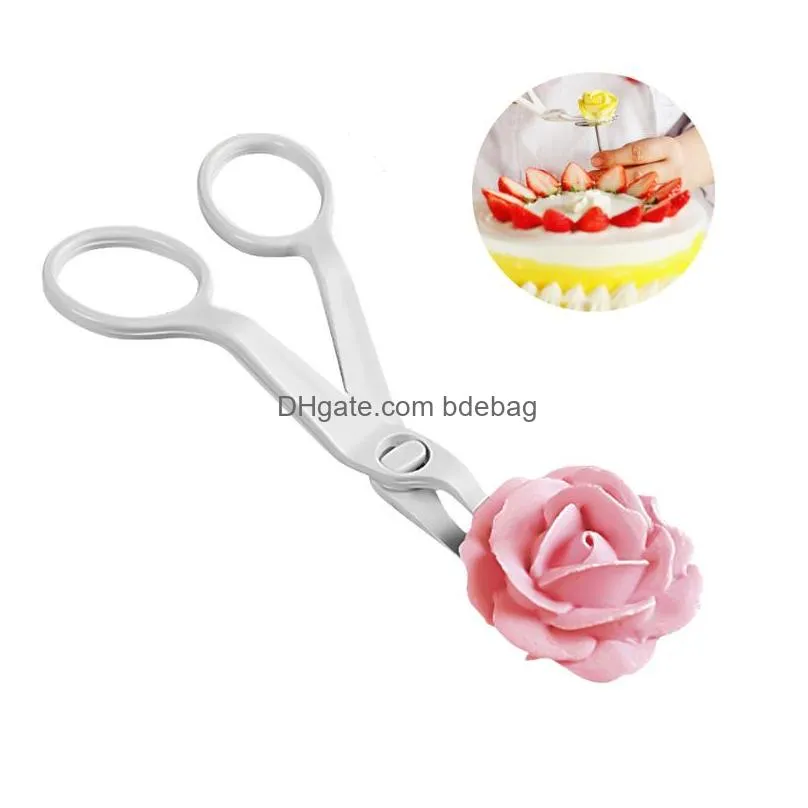 2pcs/set baking piping flower scissors nail safety rose decor lifter fondant cake decorating tray cream transfer pastry tools 20220106