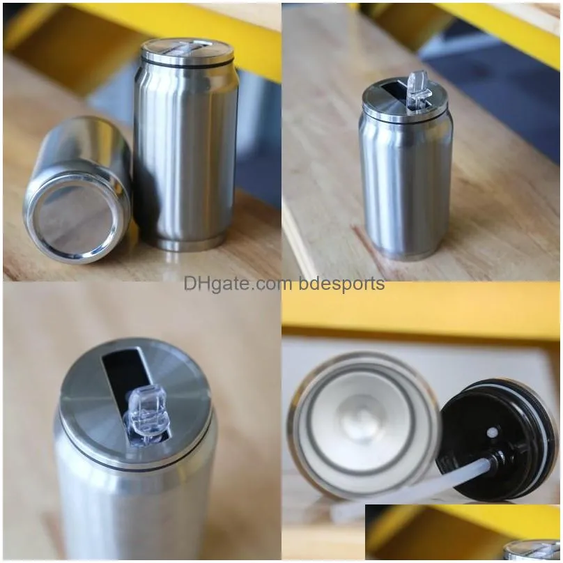 12oz stainless steel cola cans mug soda can coffee cola cups drink cans double vacuum insulated water cup coke jar with straw 230 g2