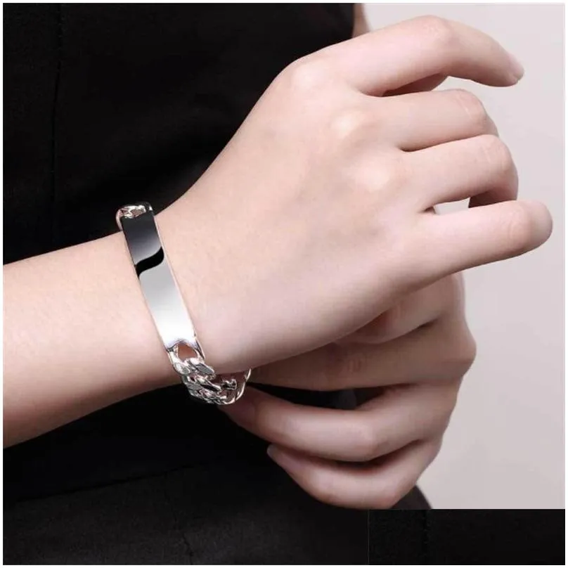plated silver 8mm charm bracelet for mens women chain jewelry fashion geometric bracelets factory price 116 d3