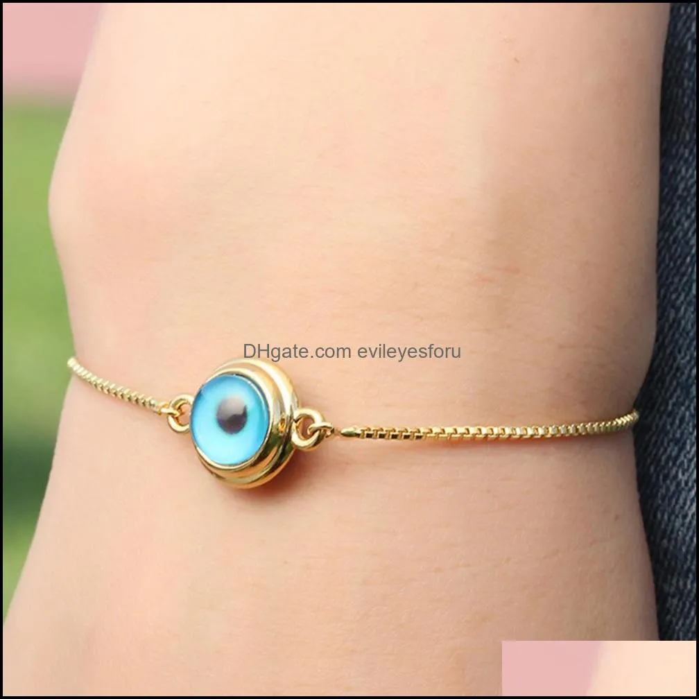 simple and exquisite female mens 18k gold evil eye size adjustable jewelry bracelet islamic muslim party activities wearing holiday