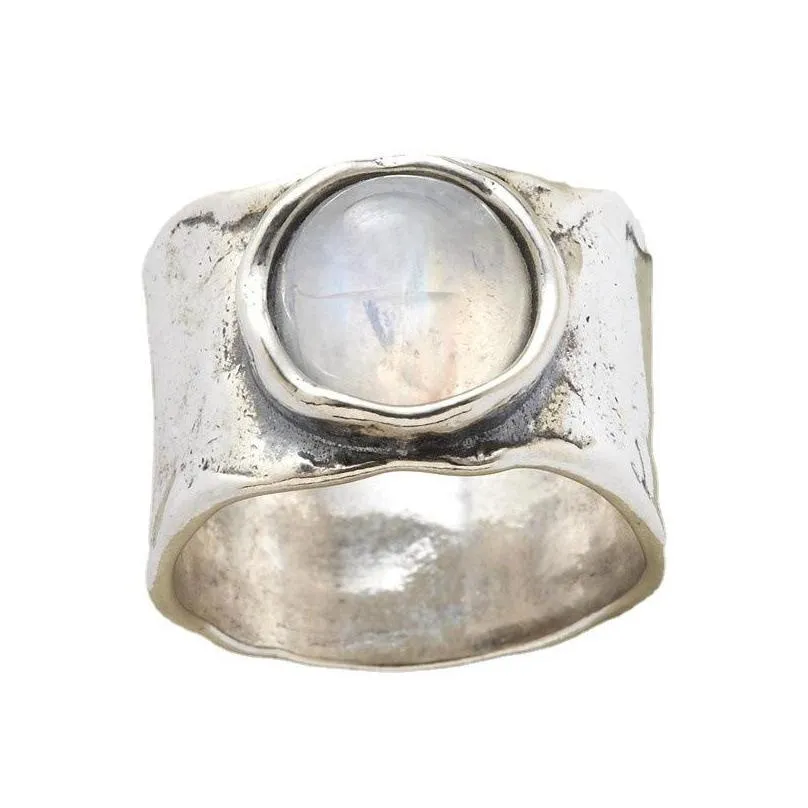 vintage round moonstone massive wedding rings for women white gold color womens large ring jewelry accessories gifts 198 d3