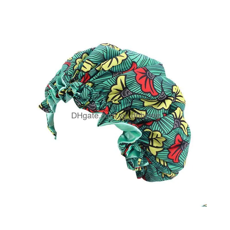 african print ankara bonnet fashion stain big bonnet beanies for kids children sleep cap headwrap hat hair wrap accessories