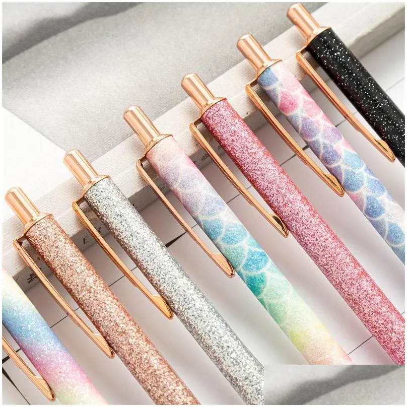 20 pcs king of ballpoint pens boutique 1.0mm glitter sequin crystal pen three colors optional student stationery office writing 2686