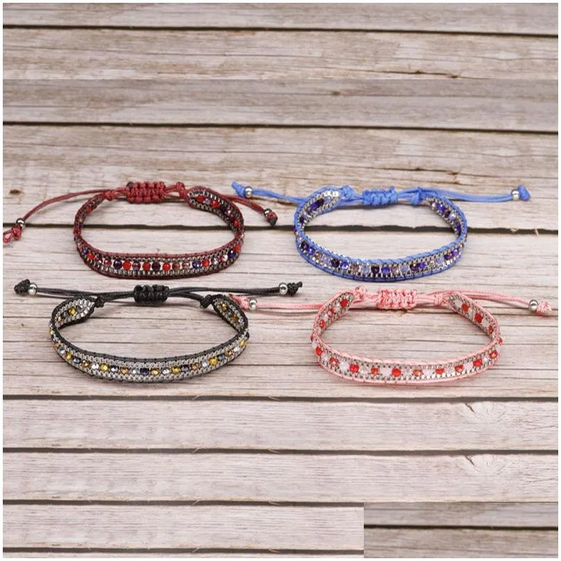  crystal bracelet creative handmade woven beaded strands bracelet bohemia style hand jewelry for women summer colour