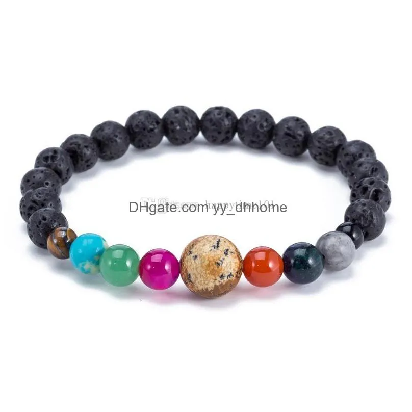 volcano bracelets 2 universe galaxy solar system eight planets natural stone bracelets guardian star fashion bracelet for women