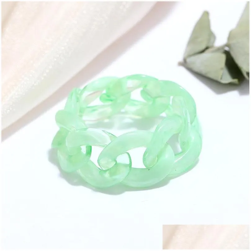 link chain resin acrylic ring bohemia jelly colored design rings for women geometric punk jewelry gifts c3