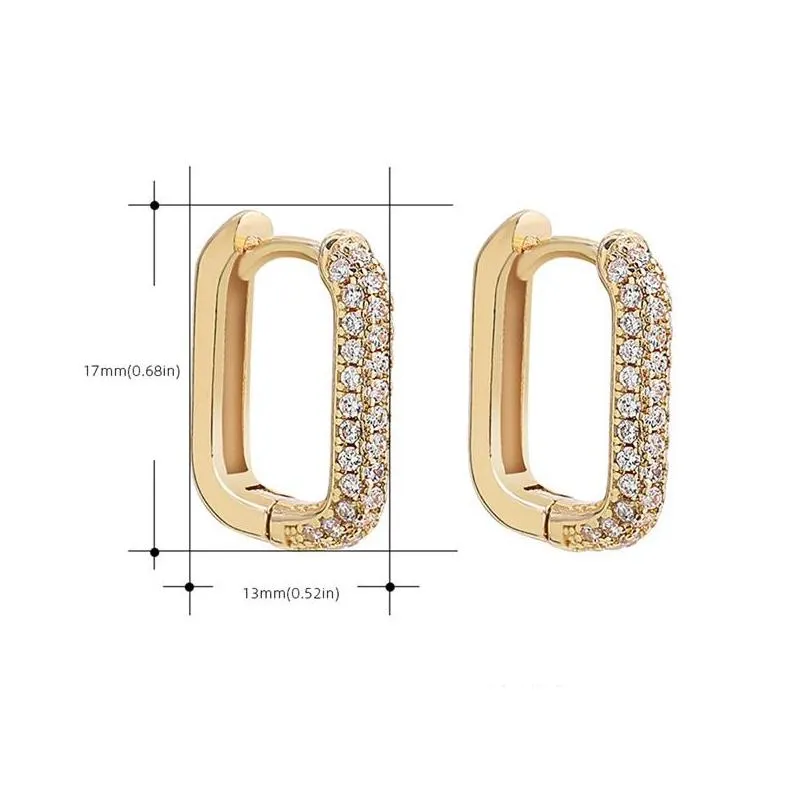 minimalist geometric square crystal small hoop earrings for women fashion gold color metal earring ear buckle jewelry 12 99rl h1