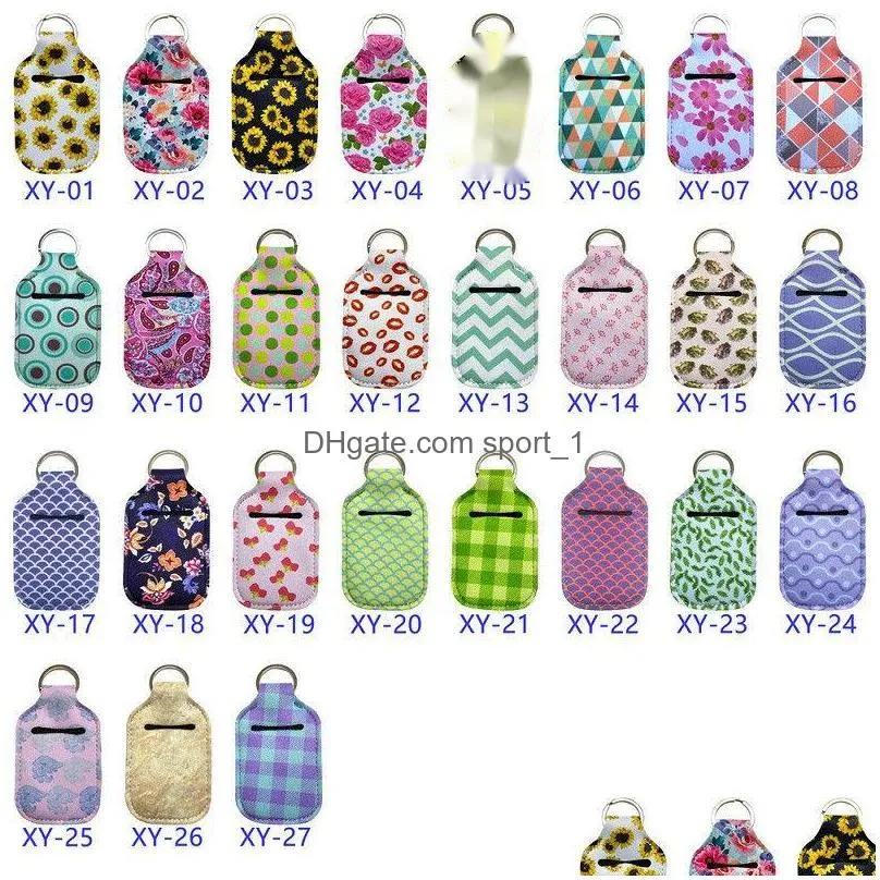 84 colors customize neoprene hand sanitizer bottle holder keychain wristband key ring 1 setis2 pcs multiple styles with set dive material