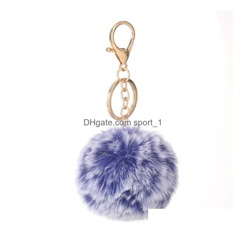 37 colors 8cm imitate rabbit fur ball keychain pom pom car keychain handbag keychain fluffy faux rabbit fur key ring